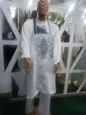 White Ready Made Agbada For Sale