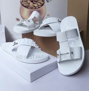 Pure White Leather Slippers