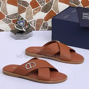Blue Leather Dior Slippers