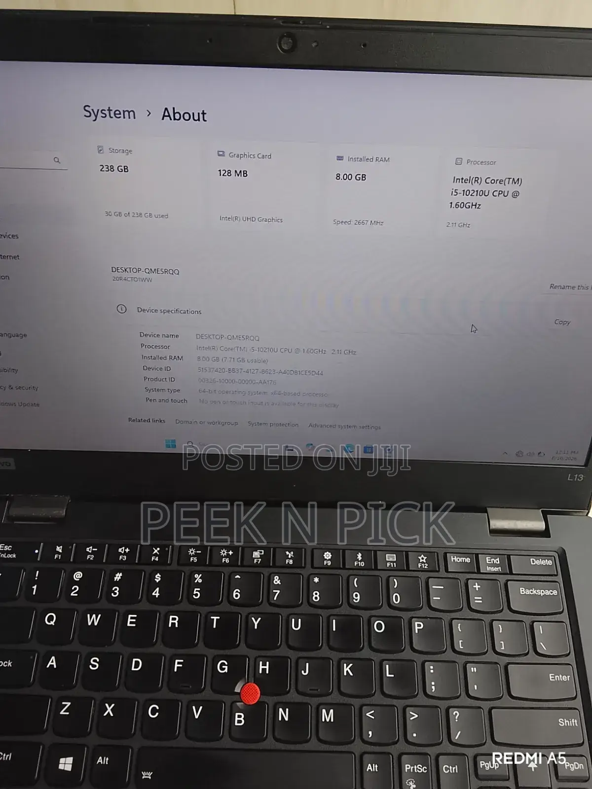 Laptop Lenovo 8GB Intel Core i5 SSD 256GB