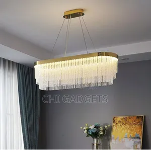 Oval Tiered Crystal Fringed Chandelier