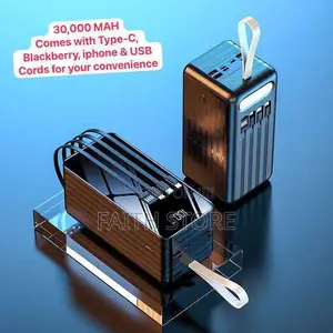Long-Lasting Powerbank With Torchlight and Charging Cord (Blackberry,