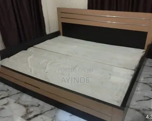 Bed Frame With Bed Rest Wooden, Bedside