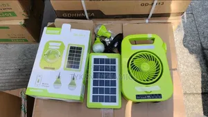 Rechargeable Fan With Solar Panel and Bulbs