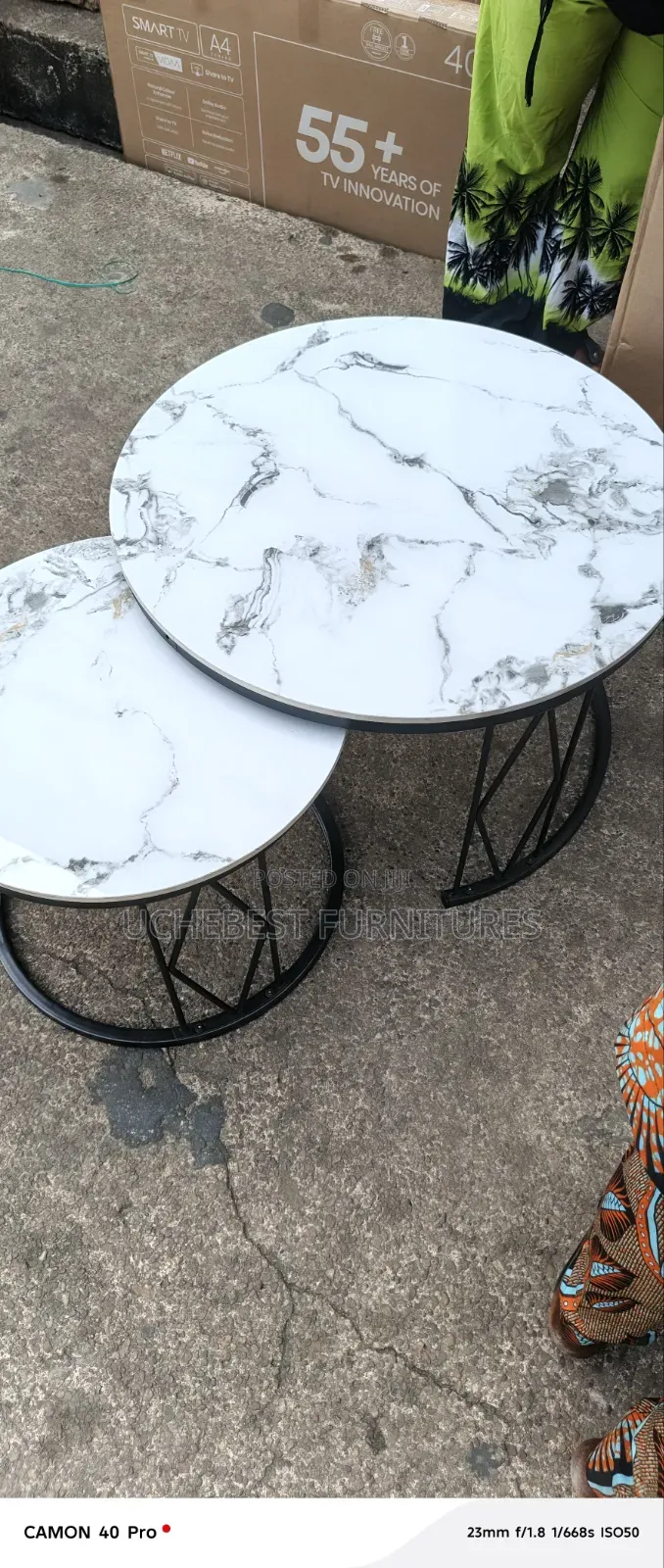 Marble Center Table, Two in One Set