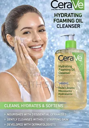 Cerave Hydrating Foaming Oil Cleanser (473 Ml) - Biggest Size