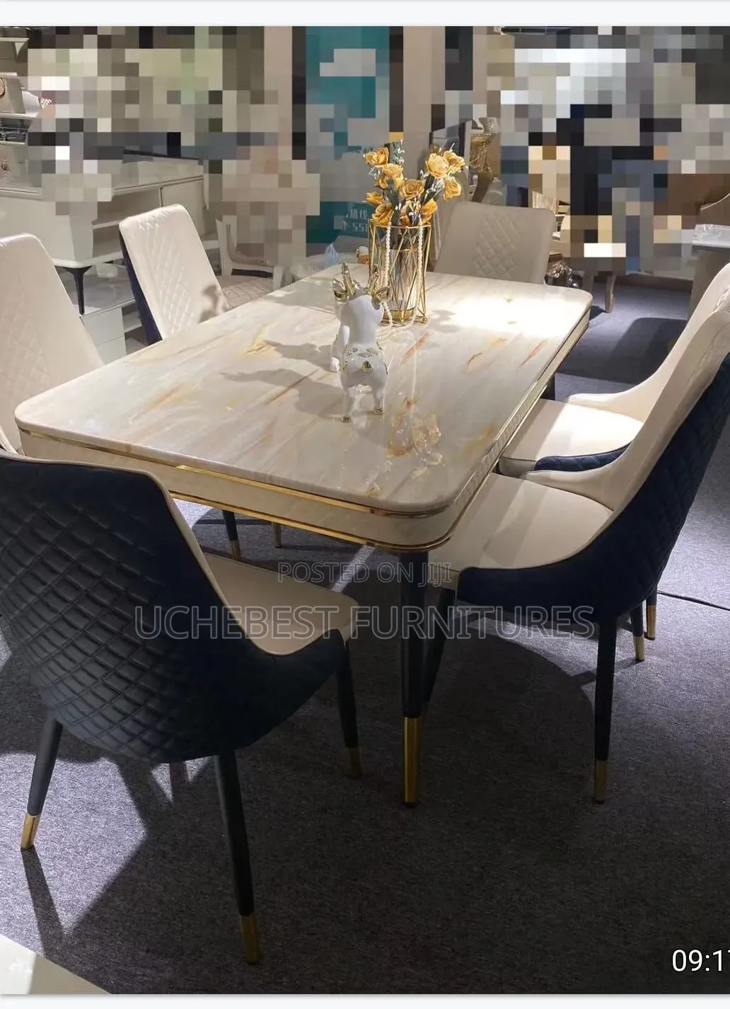 Marble Dinning Table by 6 Chairs