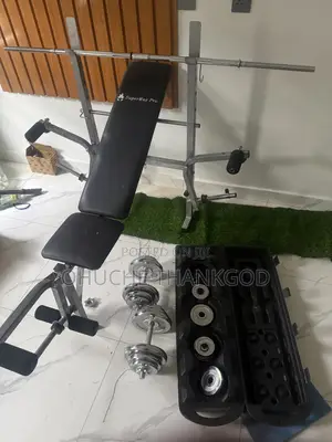 Adjustable Weight Bench + 50kg Barbell / Dumbbell Set Price: