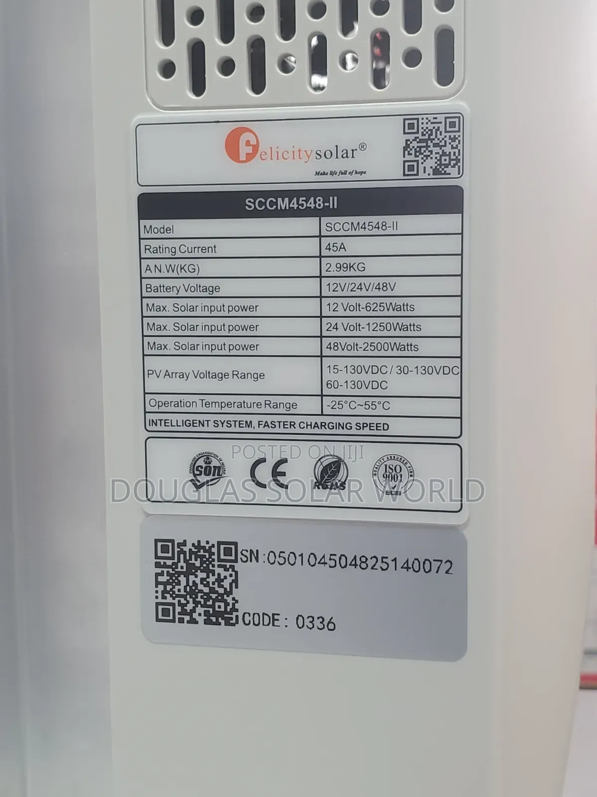 Felicity Solar 45a 12/24/36/48v MPPT Charge Controller