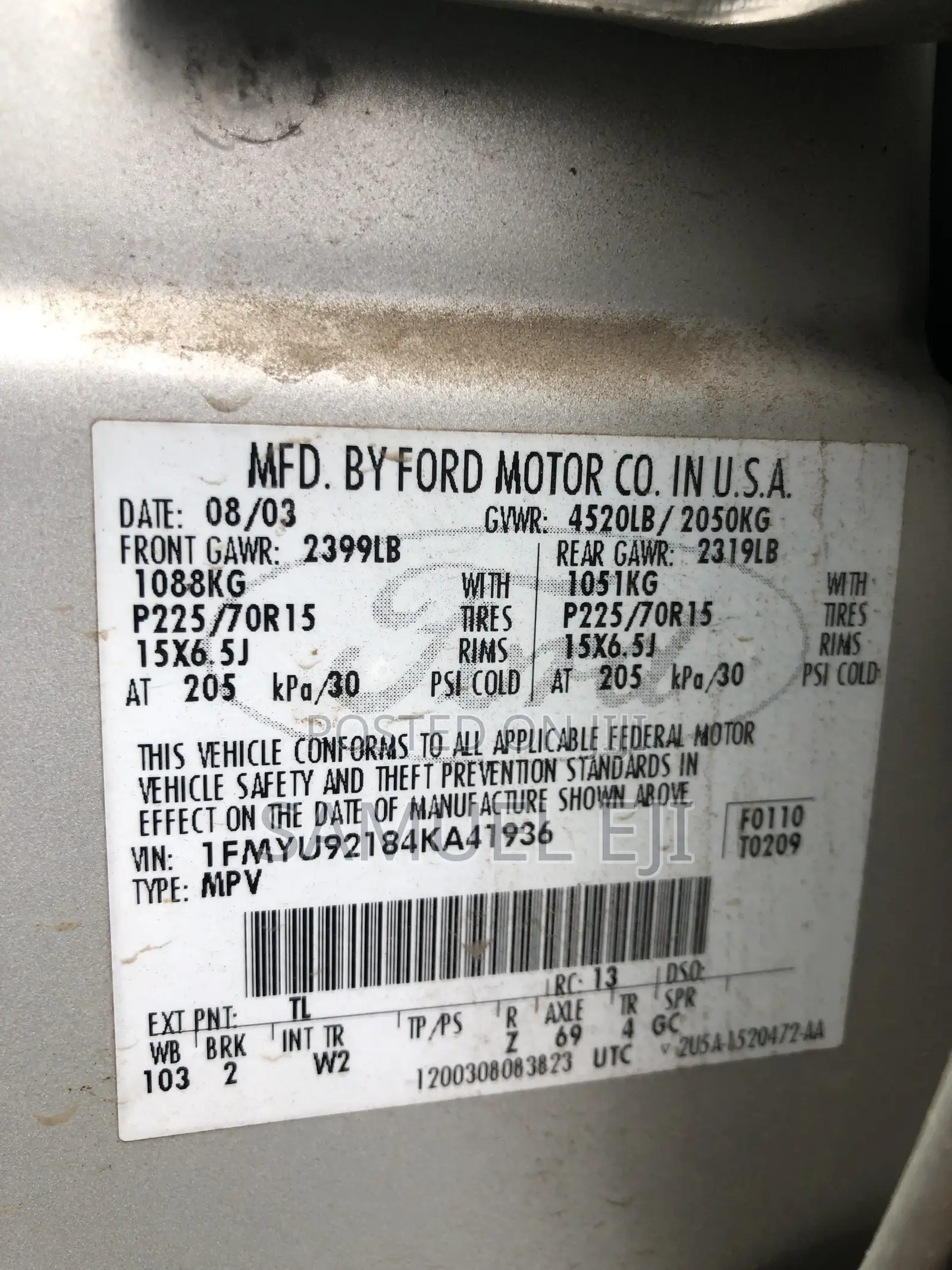 Ford Escape XLS 2004 Silver