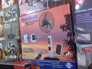 Duravolt Rechargeable Fan 18 Inches Radio, Solar Panel and Extra Bulb