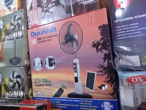 Duravolt Rechargeable Fan 18 Inches Radio, Solar Panel and Extra Bulb