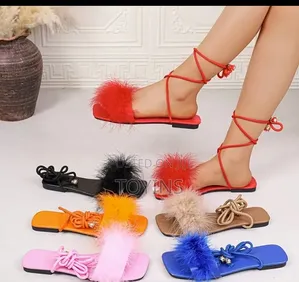 Summer Sexy Square Toe Short Plush Strappy Sandals