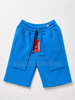 Premium Sky Blue Fleece Cargo Shorts