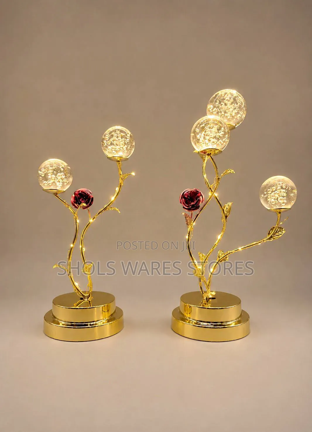 Enchanted Rose Led Crystal Globe Table Lamp - Gold