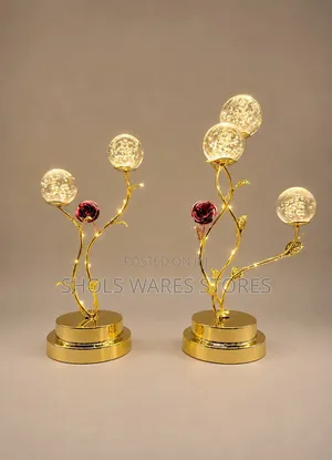 Enchanted Rose Led Crystal Globe Table Lamp - Gold