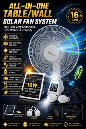 Yobolife All in One Table/Wall Solar Fan System