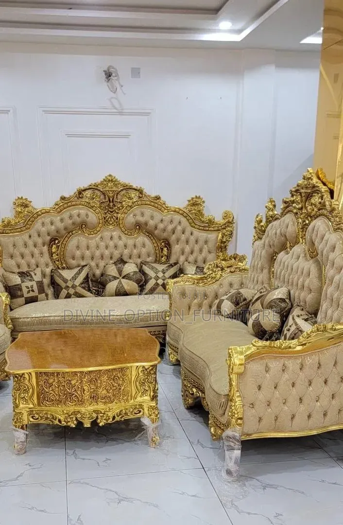 Egyptian Royal Sofa With Center Table and Side Stools