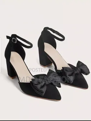 Elegant Black Suede Pointed Heels With Statement Satin Bow