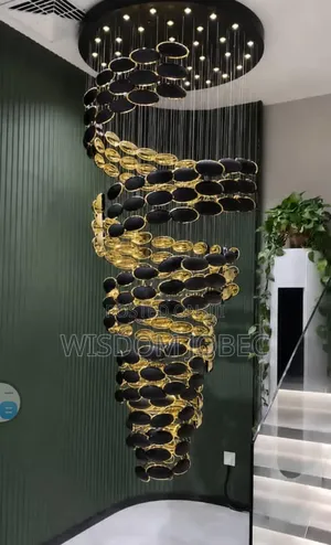 Luxury Staircase Chandelier Features a Spiral Design With Cascading