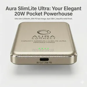Aura Slimlite Ultra: Portable 5,000mah 20w Pd Fast Charging Power Bank