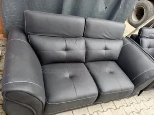 Foreign Black Leather 7 Seater Sofa