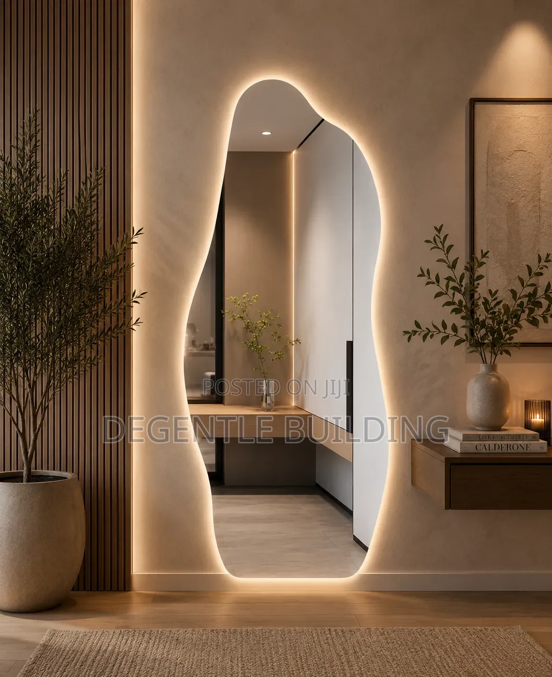 Elegant Asymmetrical Backlit Mirror