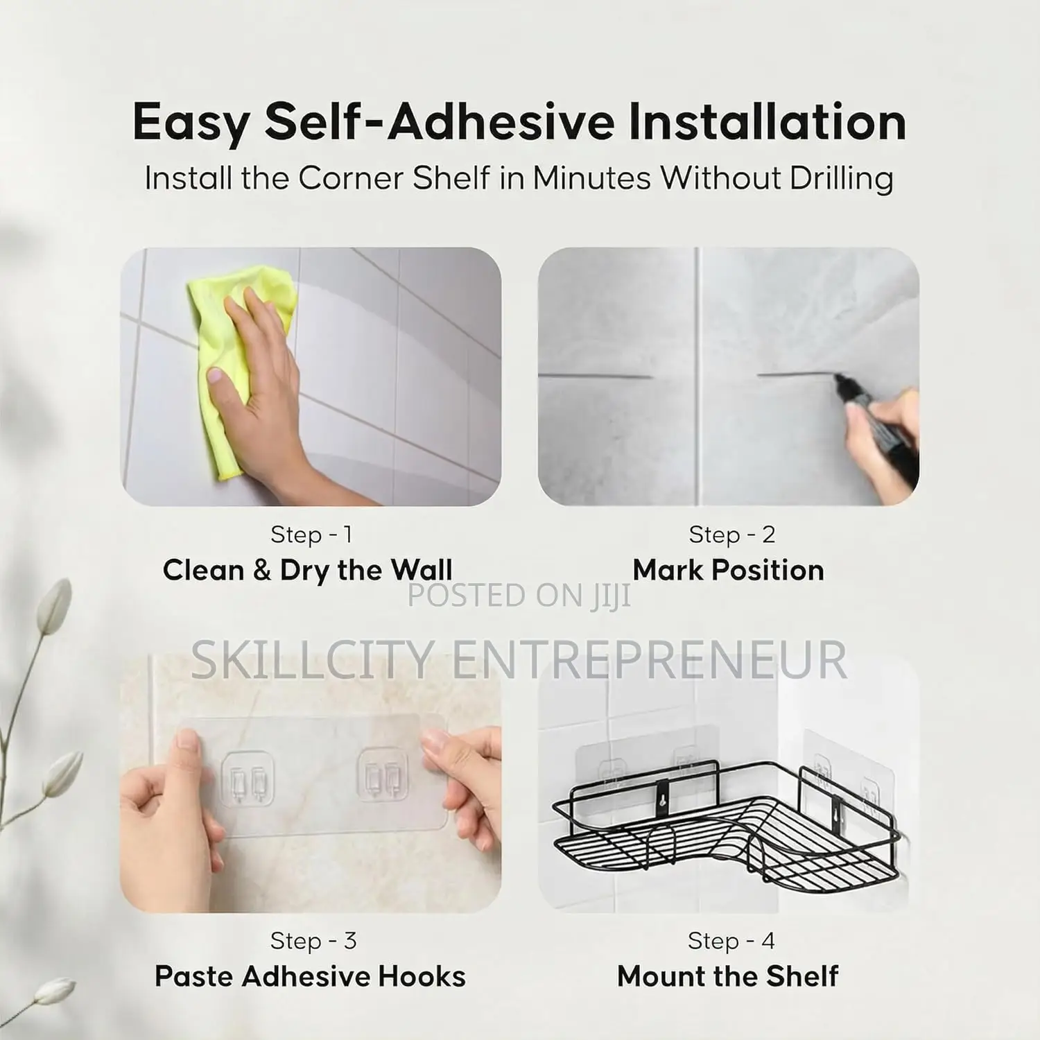 Self Adhesive Kitchen Bathroom Corner Storage Rack