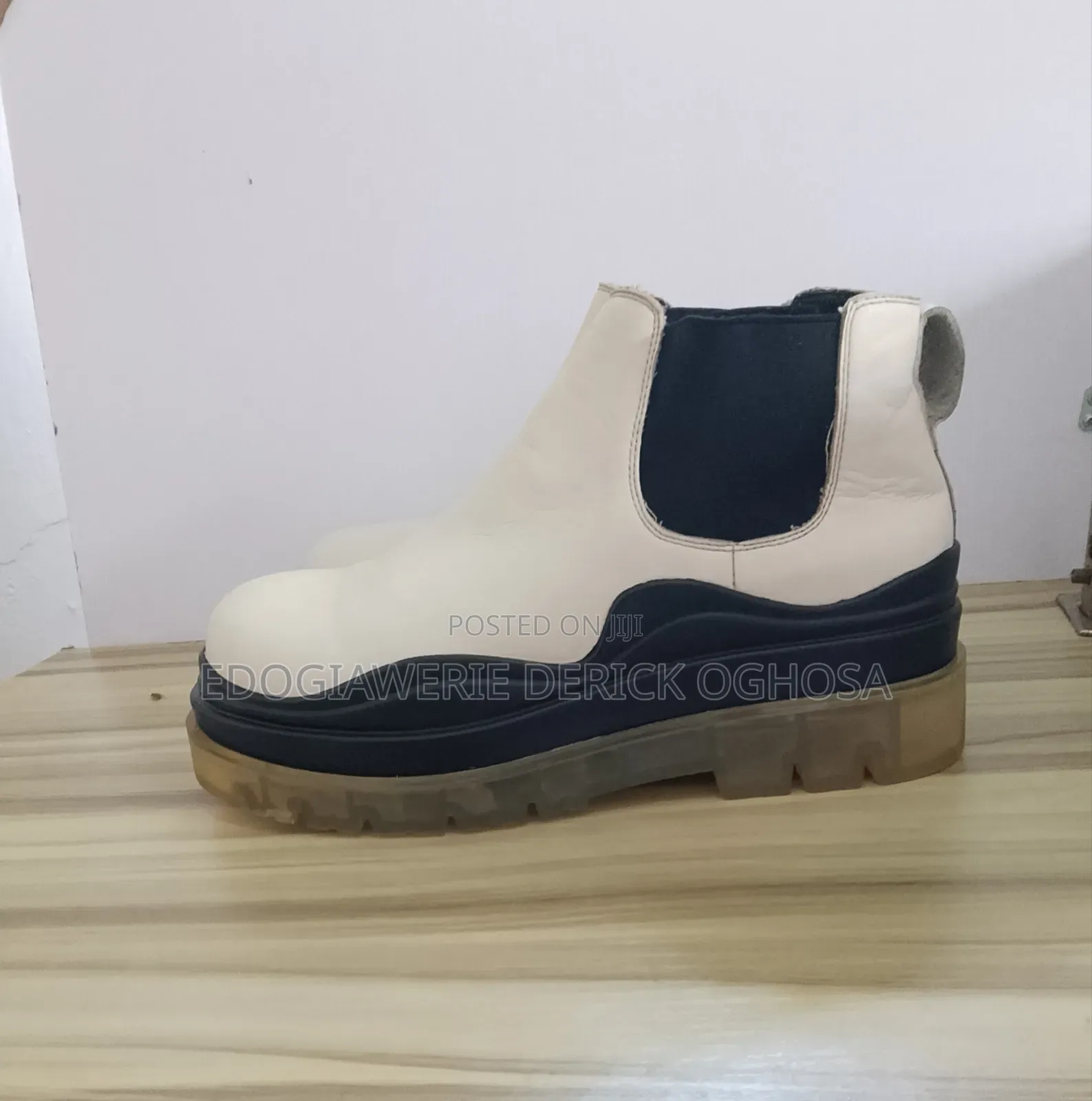 White Bottega Leather Boot Size 41