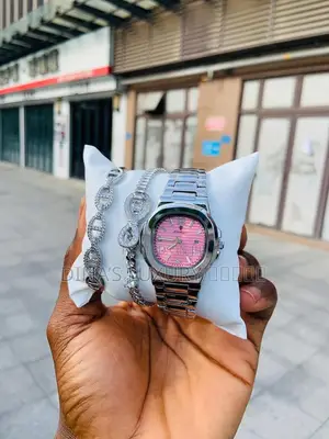 Luxury Poedagar Women’S Watch + 2 Bracelets Set - Pink Dial