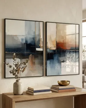 2 Set Abstract Canvas Artwork With Acrylic Glass