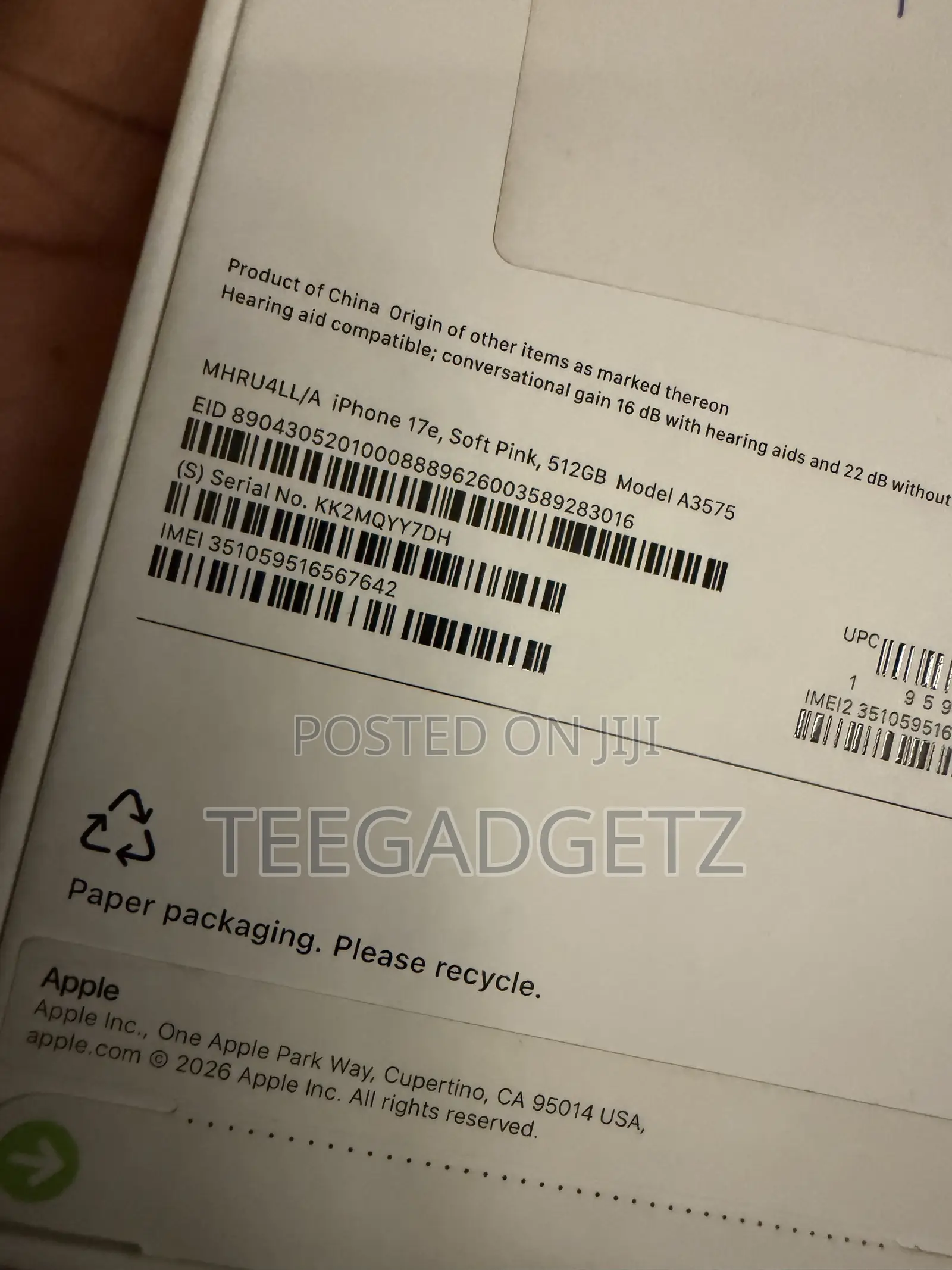 Apple iPhone 17e 512 GB Pink