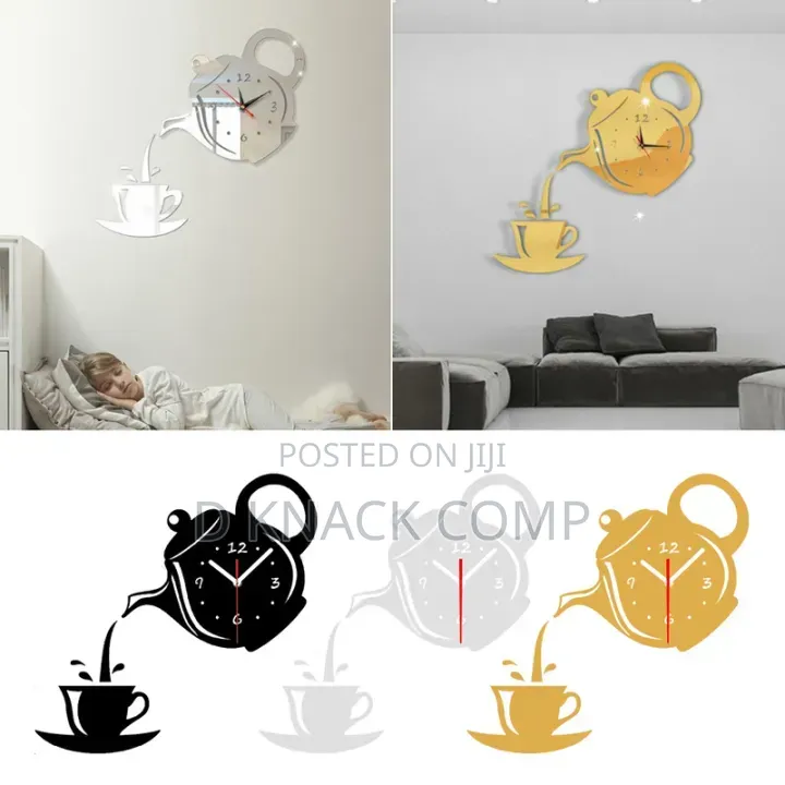 3d Diy Creative Coffee Cup Teapot Wall Clock