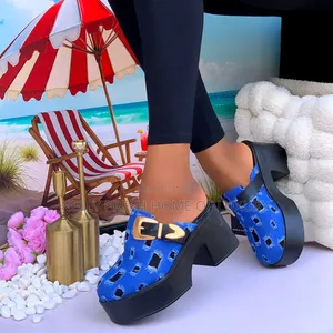 Turkish Denim Platform Slides