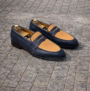 Two-Tone Leather Penny Loafers