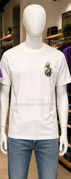 Premium White Football Graphic T - Shirt