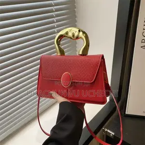 Hand Bag in Red Color and Brown