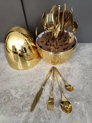 24pcs Gold Eggs Shape Stainless Cutlery Sets