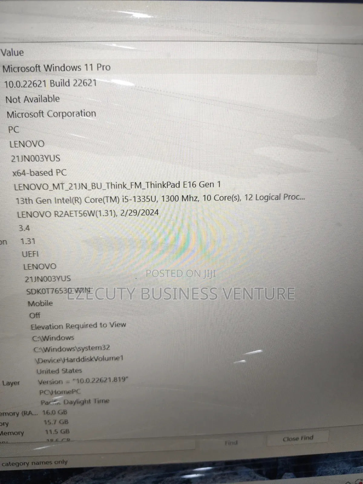 Laptop Lenovo Thinkpad E16 G1 16GB Intel Core i5 SSD 512GB