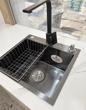 England Black 50cm Complete Kitchen Sink With Hot and Cold Mixer Tap