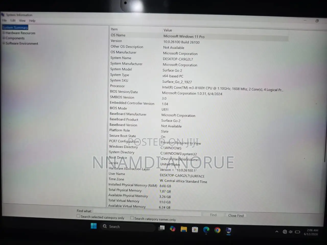 New Laptop Microsoft Surface Go 2 8GB Intel Core M3 SSD 256GB
