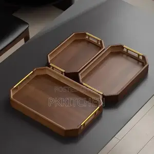 3in1 Bamboo Tray Set With Metal Gold Handle