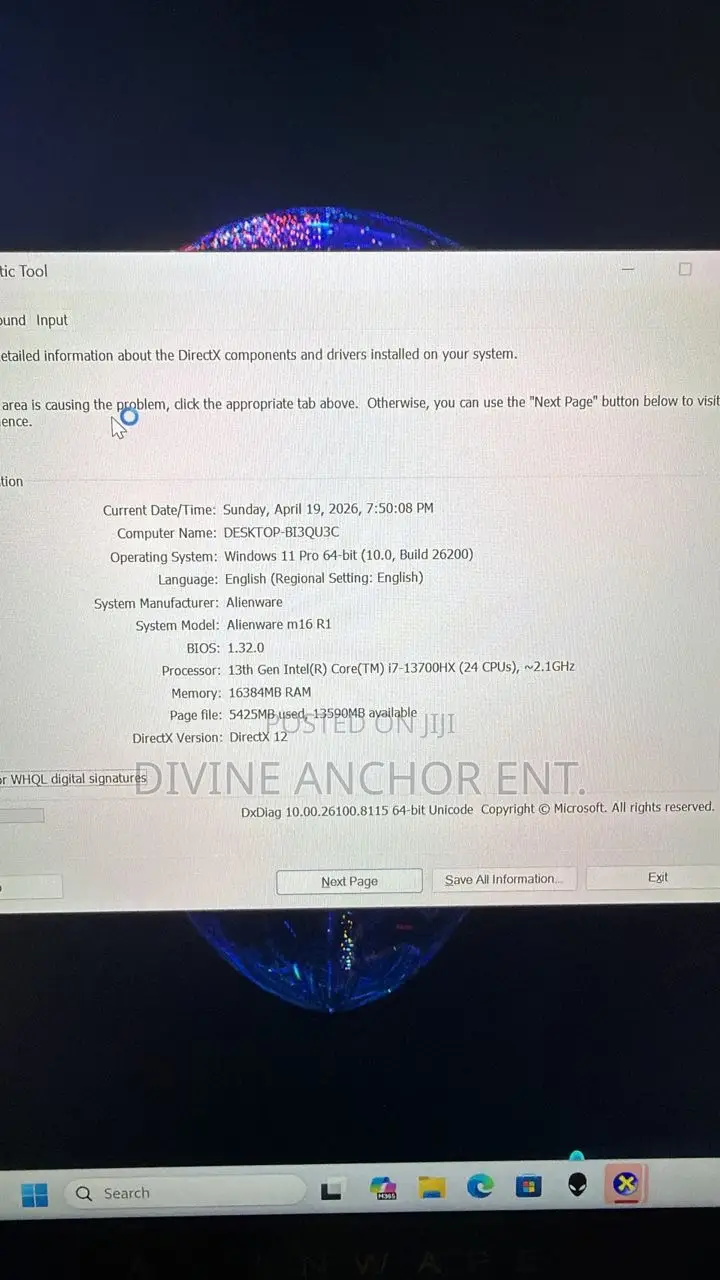 Laptop Alienware M16 R1 16GB Intel Core i7 SSD 1T