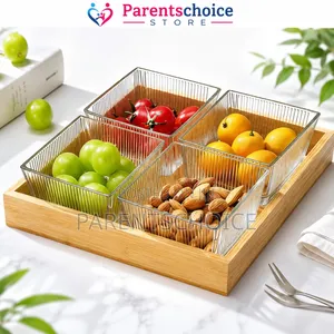 4-piece Snack Box Set With Wooden Tray