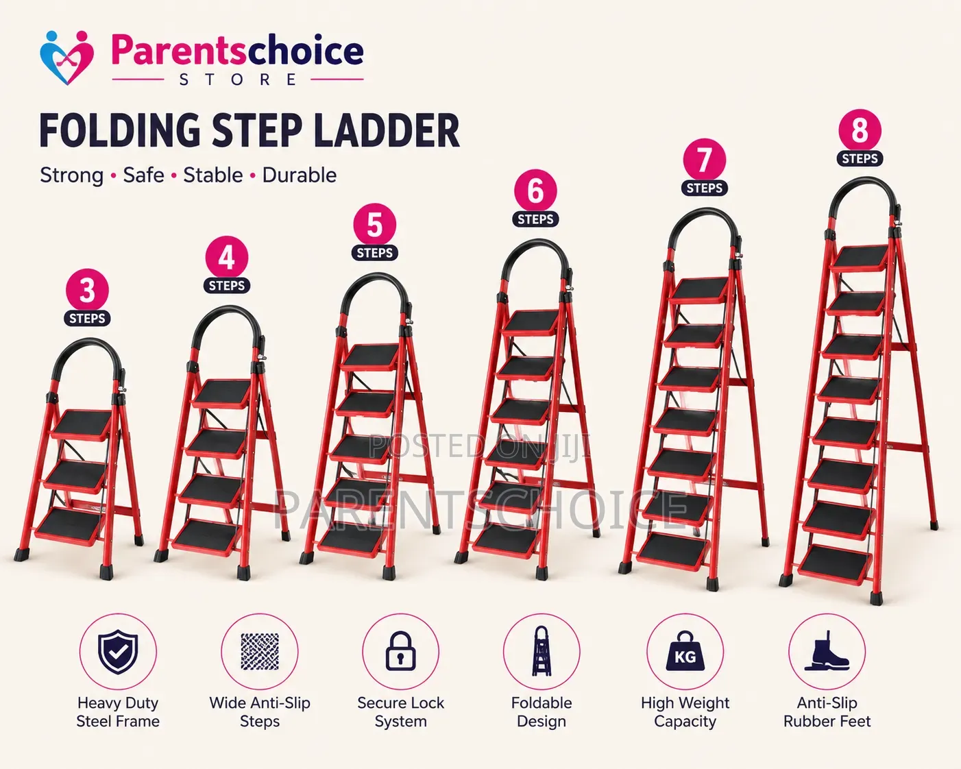 Foldable Step Ladder-3/4/5/6/7/8 Steps