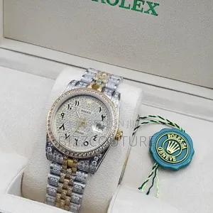 Original Rolex Date-Just Iced Out Rose Gold Chain Available in Store