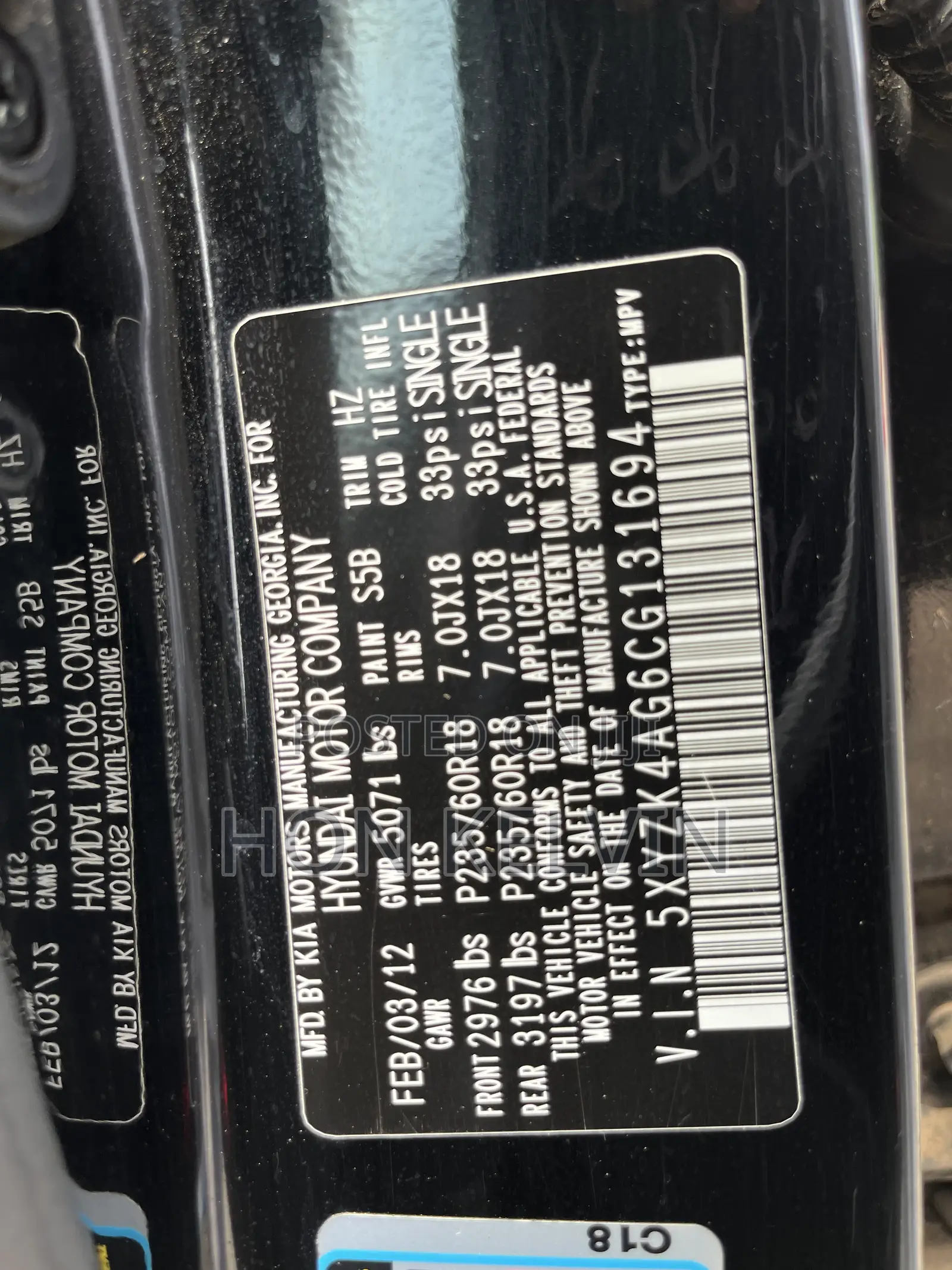 Hyundai Santa Fe Limited 2012 Black