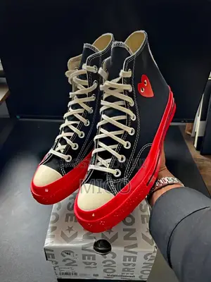 Converse All Star CDG Heart Sneakers - Black and Red