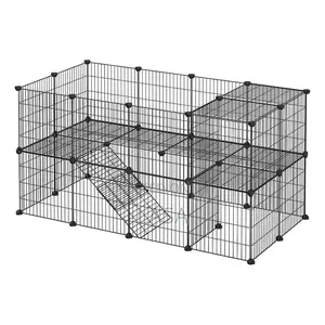 2-tier Foldable Small Pet Playpen & Hutch
