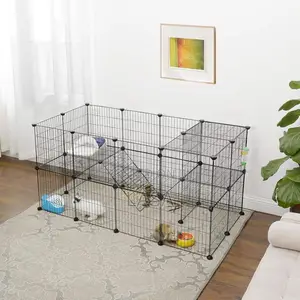 2-tier Foldable Small Pet Playpen & Hutch